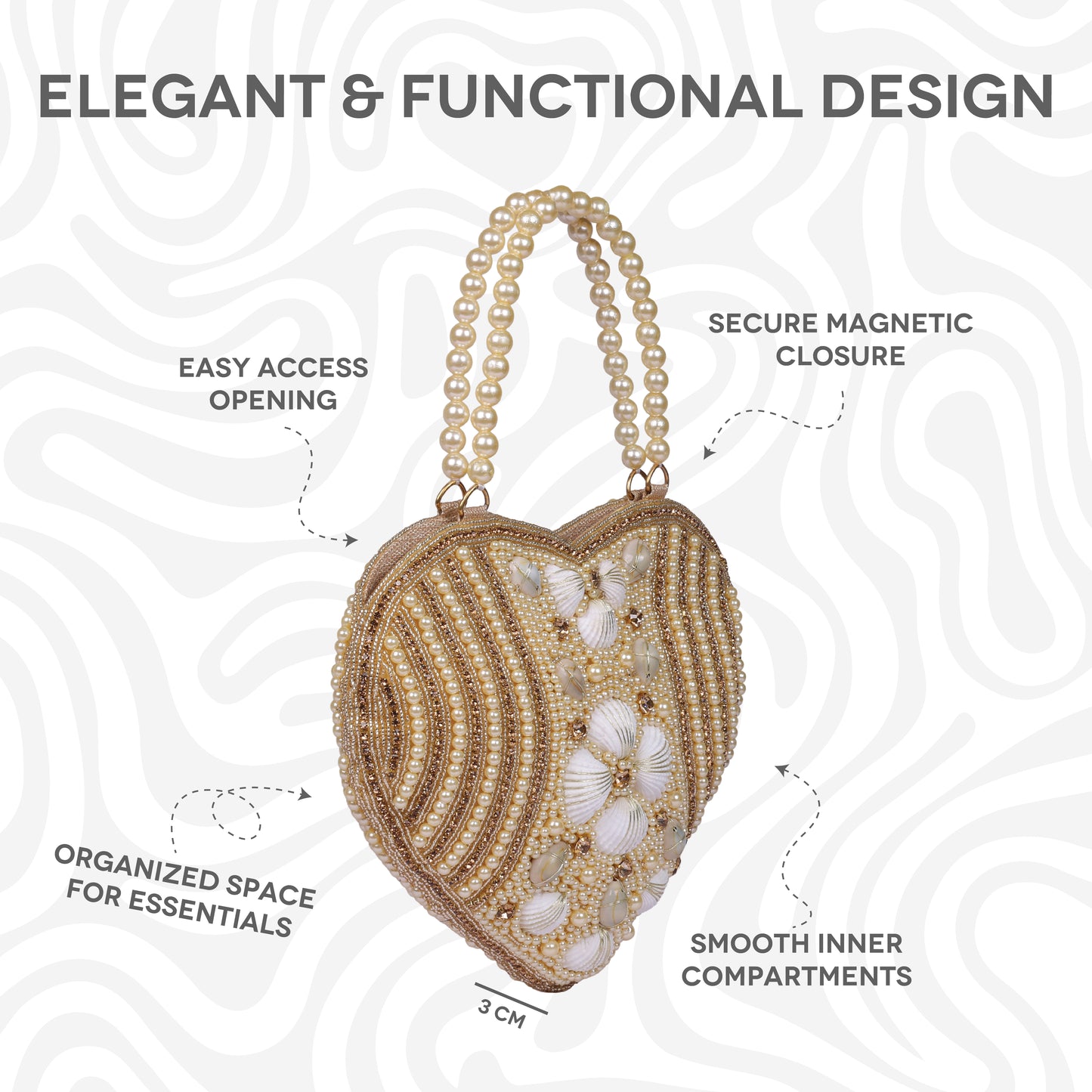 Luxury Heart Pearl Clutch