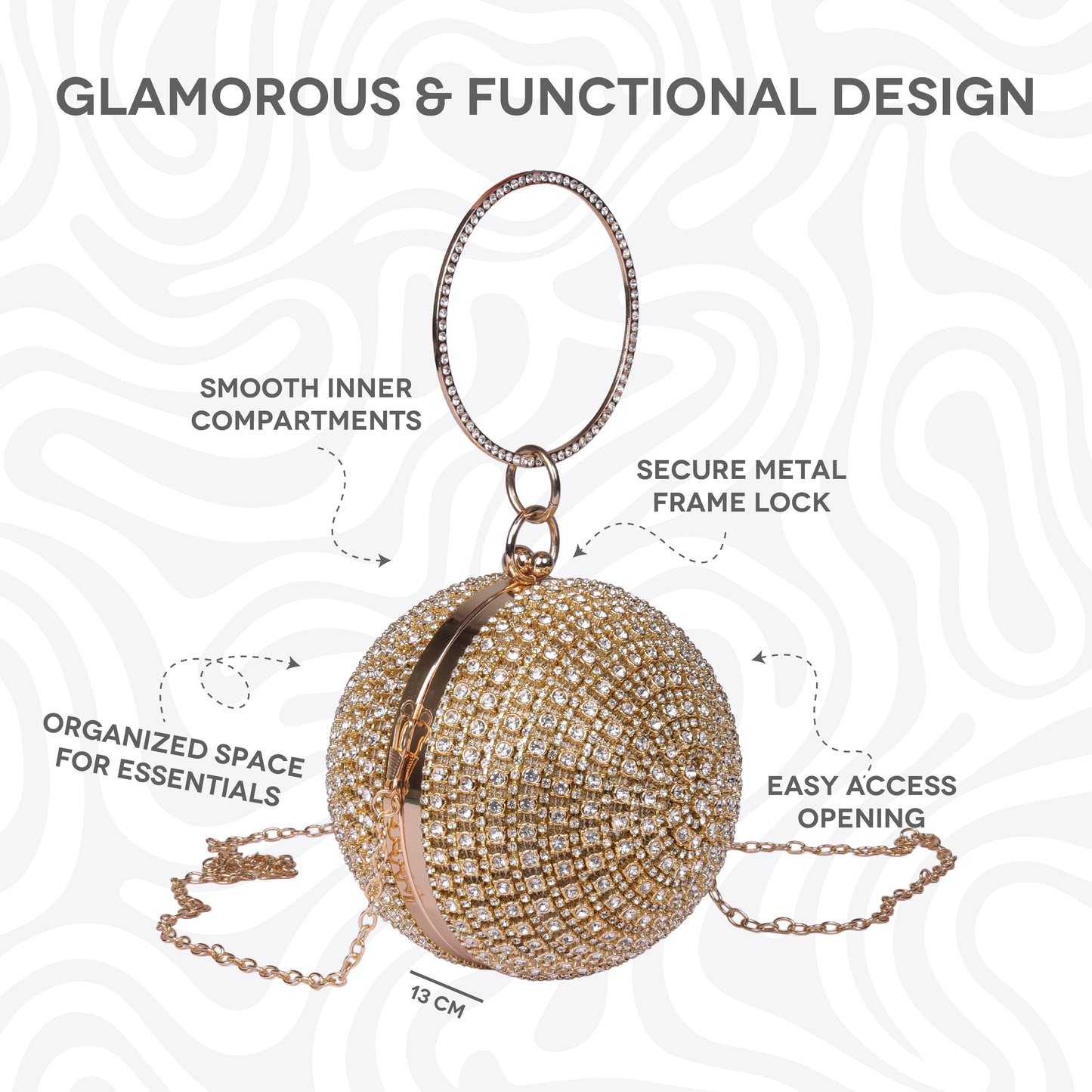 Luxury Crystal Round Clutch