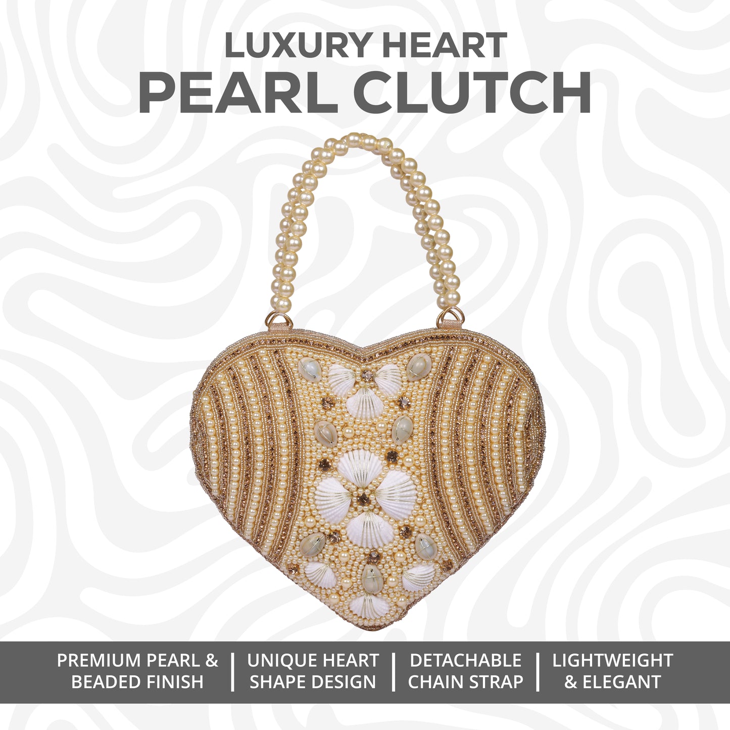 Luxury Heart Pearl Clutch