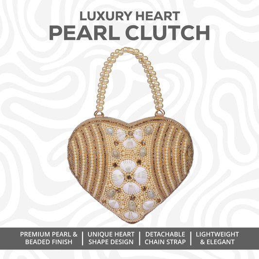 Luxury Heart Pearl Clutch