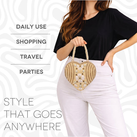 Luxury Heart Pearl Clutch