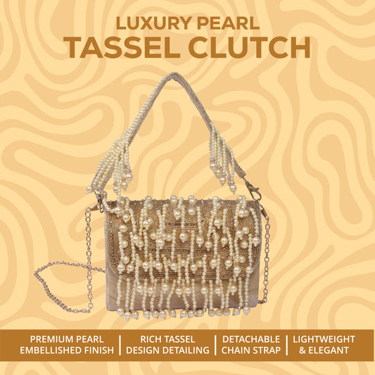 Luxury Pearl Tassel Clutch